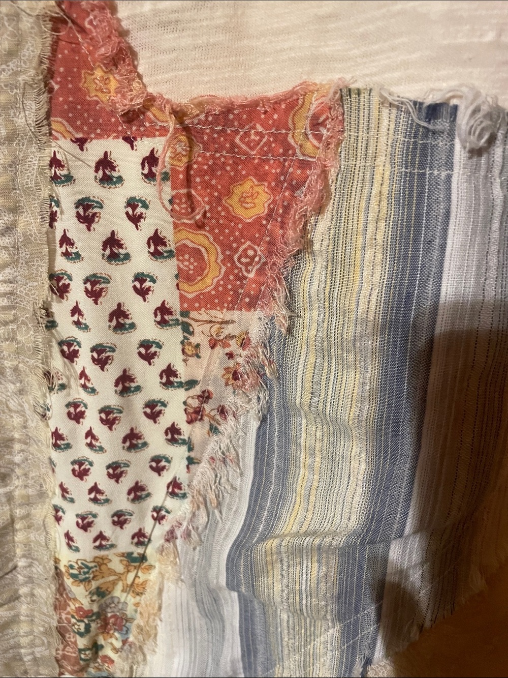 Oli & Hali Cream Patchwork Boho Top Very Oversized 28” chest - Picture 3 of 8